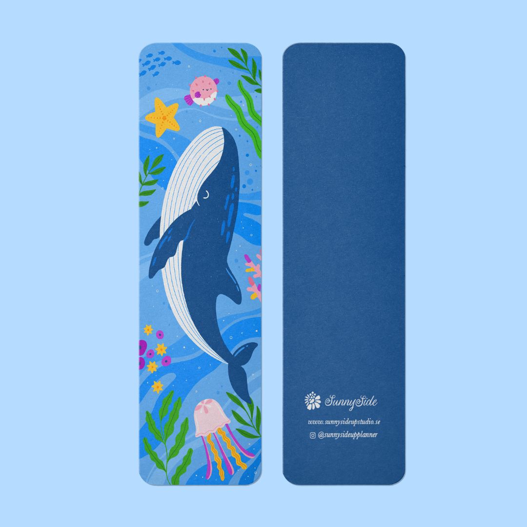 Whale and ocean kids book mark