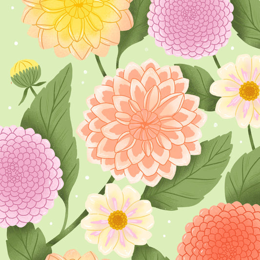 Dahlia illustrerat gratulationskort