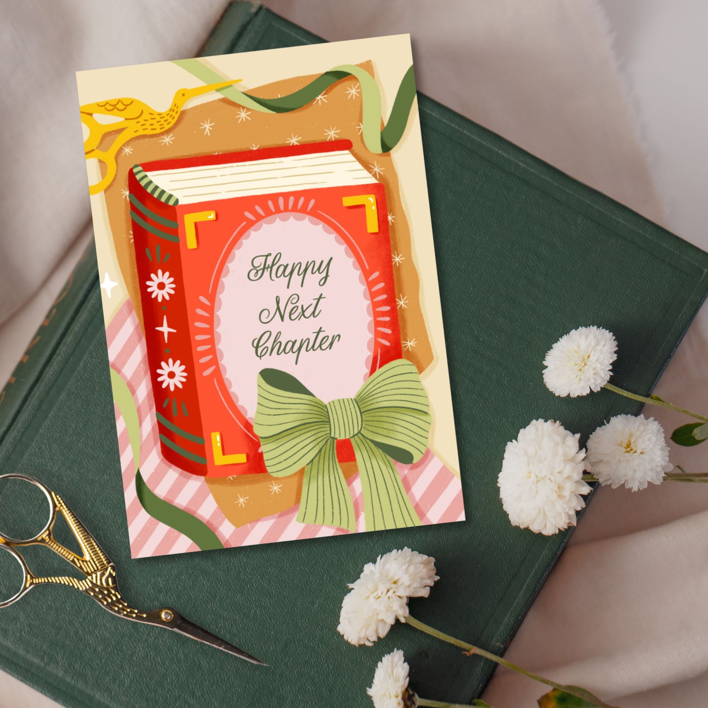 Bookish greetings card - Happy Next Chapter