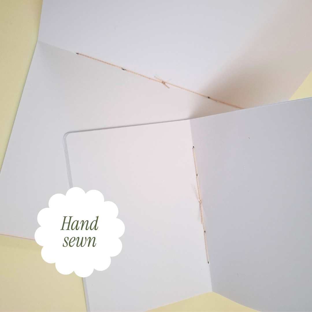 Illustrated notebook set with flowers and butterflies, hand sewn A5 and A6 set