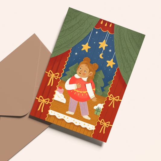 Christmas celebration greetings card - illustrated novelty card