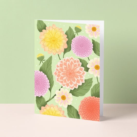 Dahlia illustrerat gratulationskort