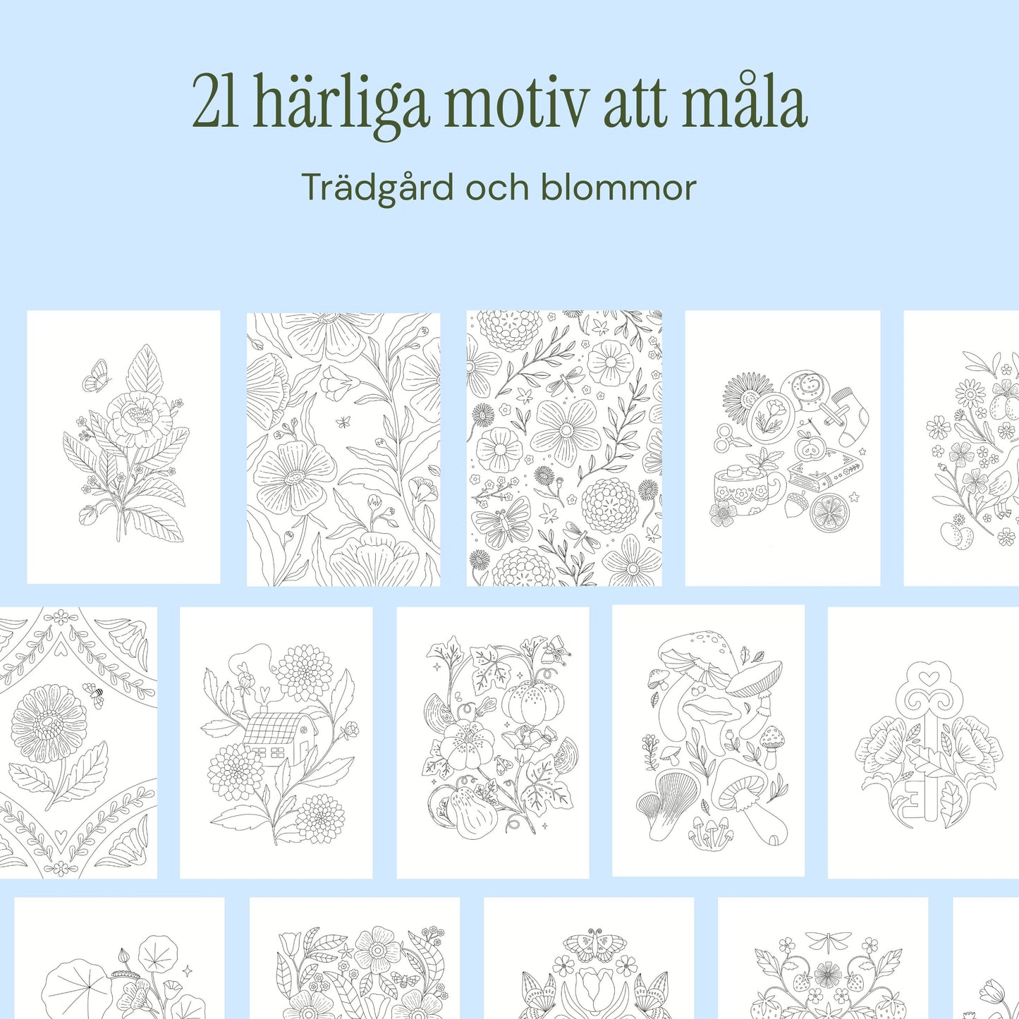 Målarbok - trädgården