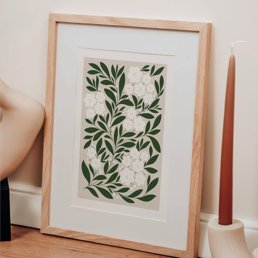 Sprawling Florals A4 Art print in Minimalist Sand