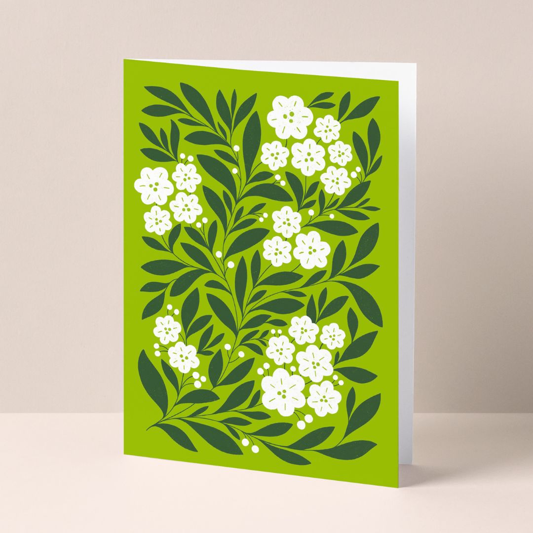 Green Floral Minimalist Botanical Greeting Card
